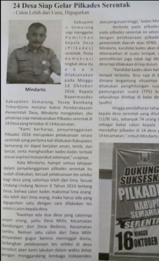 Pilkades Serentak Pertama Kabupaten Semarang
